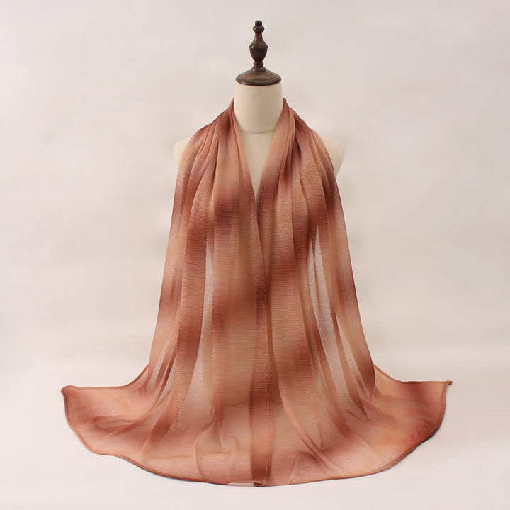 Écharpe d'été fine unisexe à rayures et dégradé de couleurs - Sandy Brown - image 7