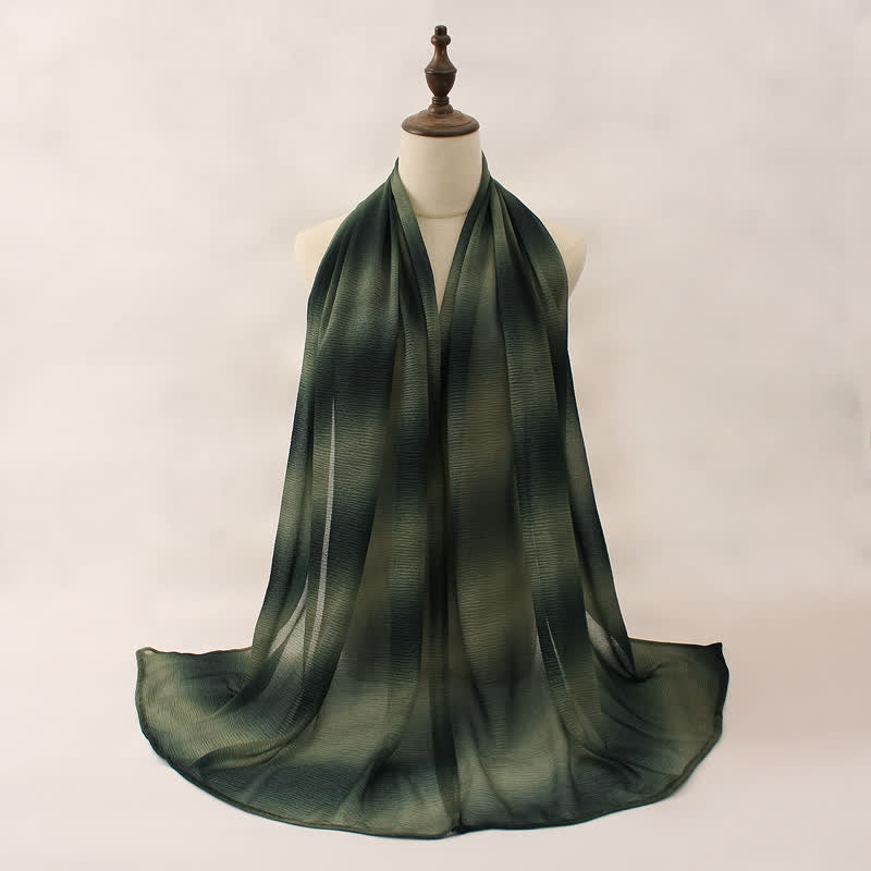 Écharpe d'été fine unisexe à rayures et dégradé de couleurs - Vert - image 12
