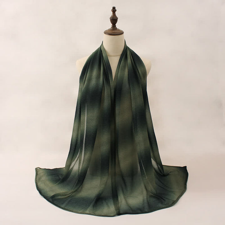 Écharpe d'été fine unisexe à rayures et dégradé de couleurs - Vert - image 12