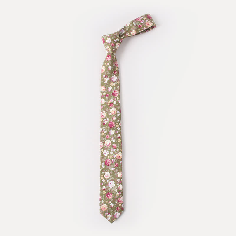 Cravate en coton à motif de fleurs fraîches et mignonnes pour hommes
