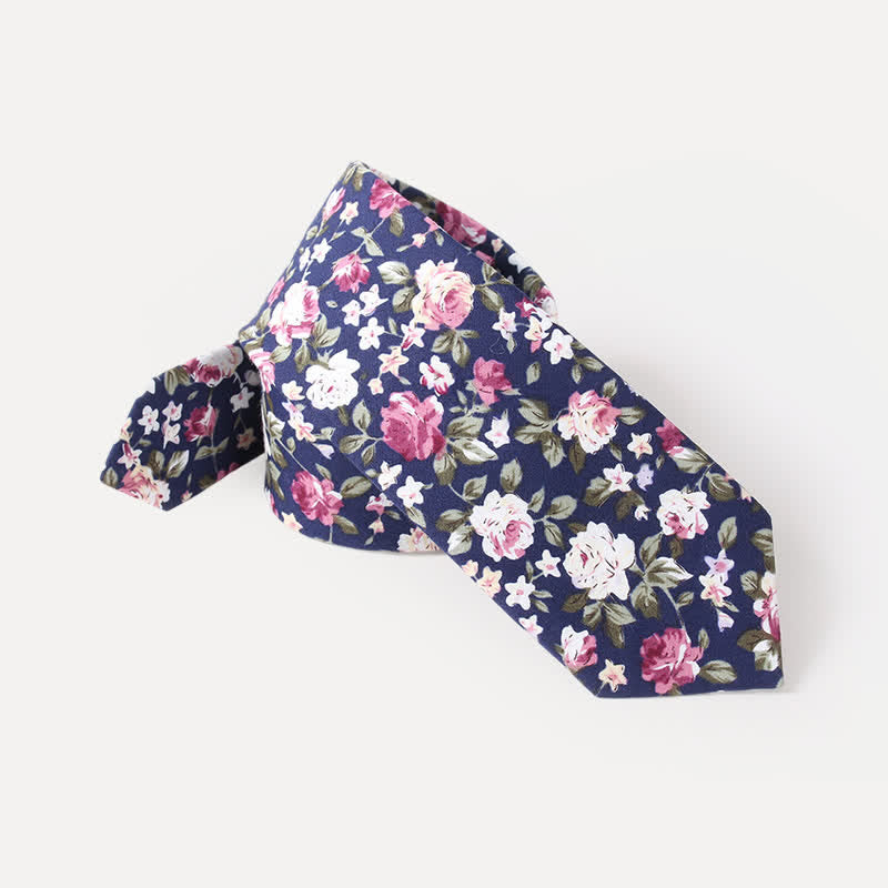 Cravate en coton à motif de fleurs fraîches et mignonnes pour hommes