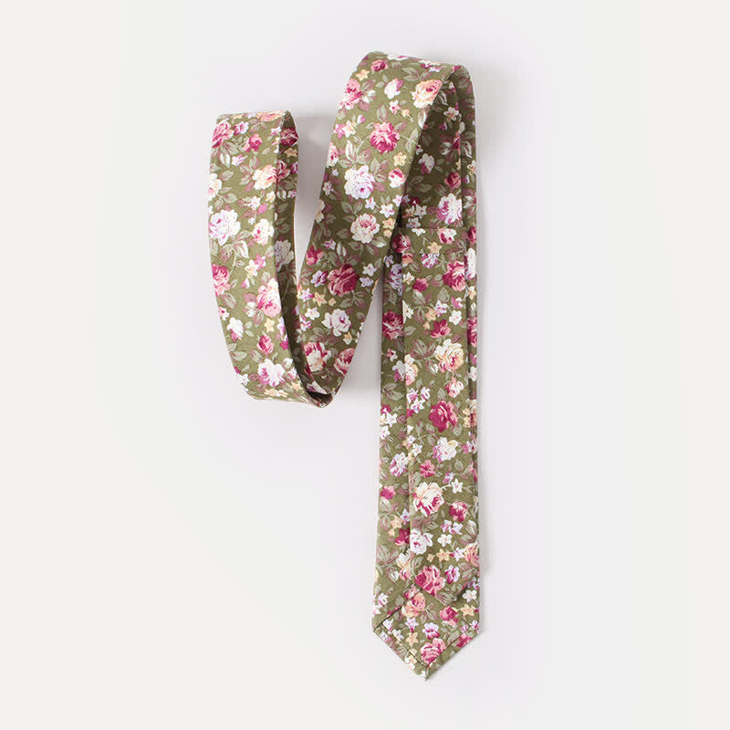 Cravate en coton à motif de fleurs fraîches et mignonnes pour hommes
