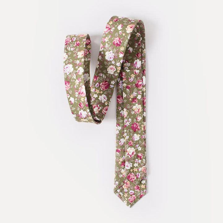 Cravate en coton à motif de fleurs fraîches et mignonnes pour hommes