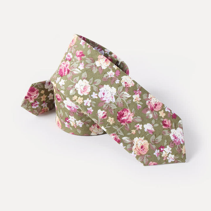 Cravate en coton à motif de fleurs fraîches et mignonnes pour hommes