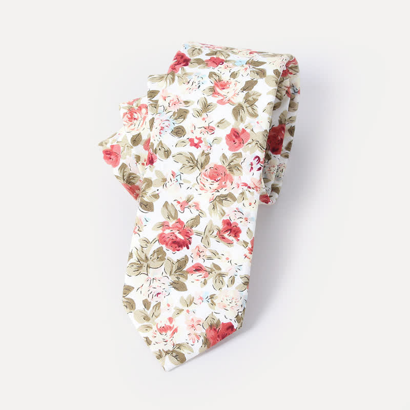 Cravate en coton à motif de fleurs fraîches et mignonnes pour hommes