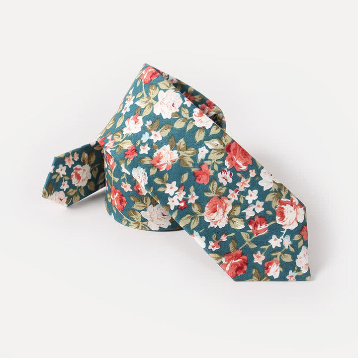 Cravate en coton à motif de fleurs fraîches et mignonnes pour hommes