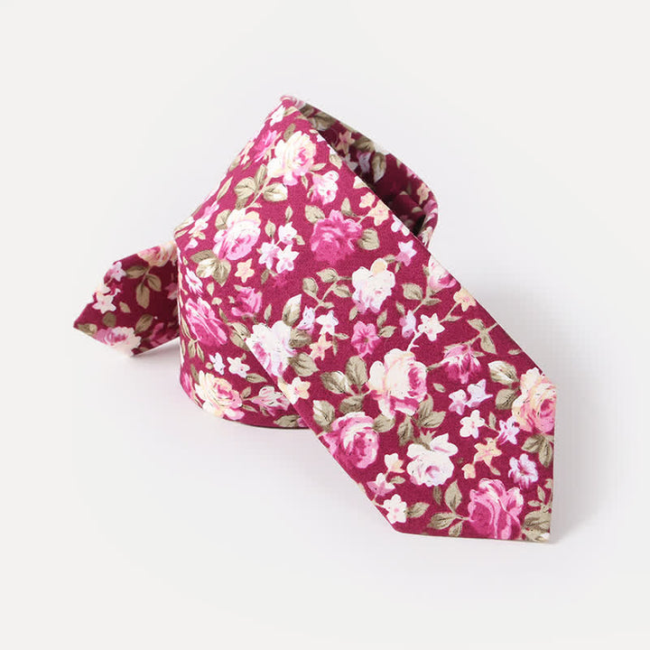 Cravate en coton à motif de fleurs fraîches et mignonnes pour hommes