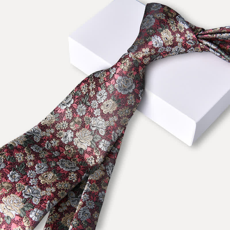 Cravate fantaisie à motif floral pour homme RosyBrown