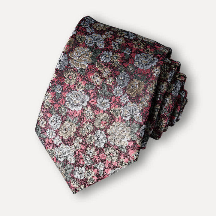 Cravate fantaisie à motif floral pour homme RosyBrown