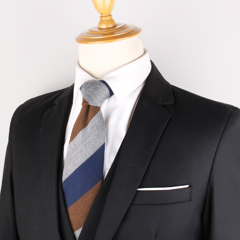 Cravate rayée en laine douce pour homme de style britannique - image 1