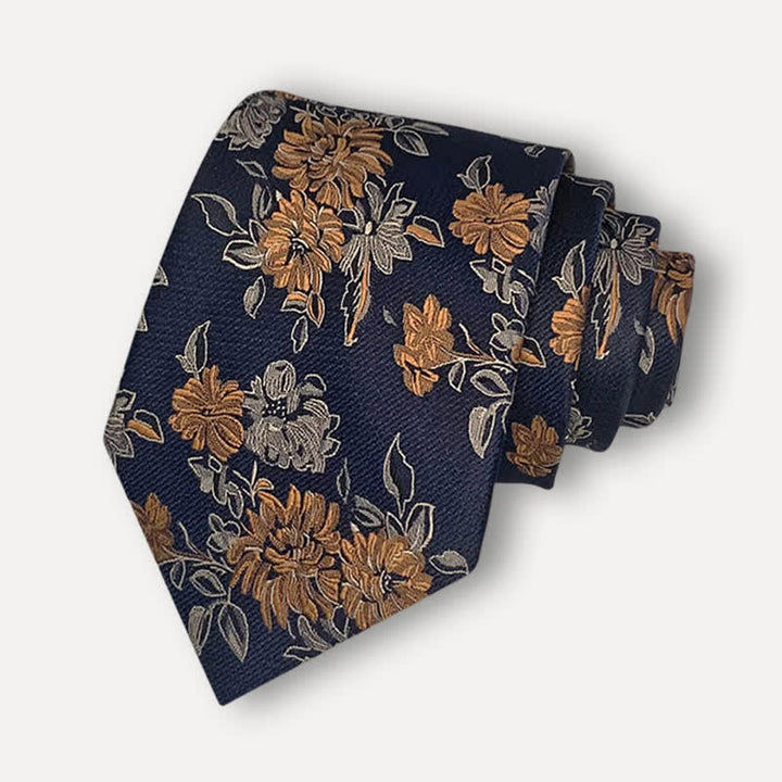 Cravate décontractée à motif floral chrysanthème pour homme