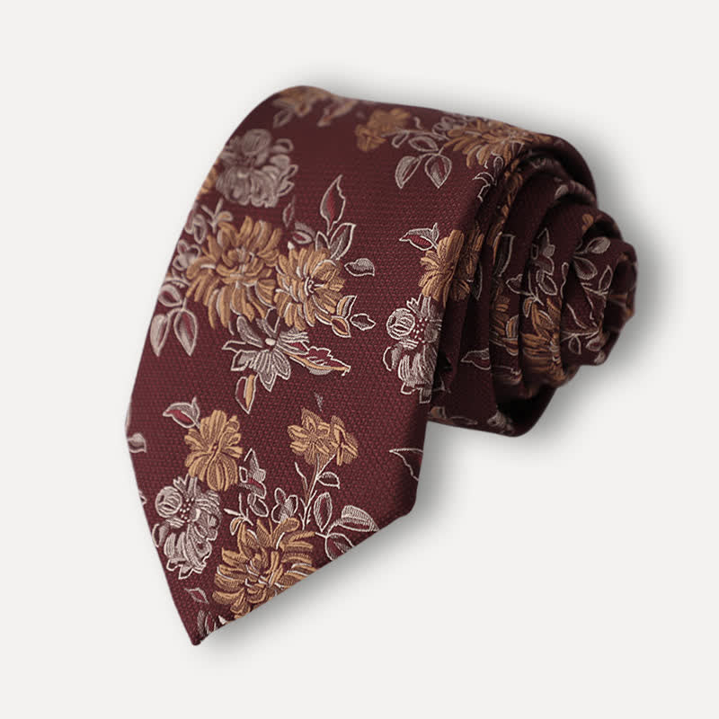 Cravate décontractée à motif floral chrysanthème pour homme