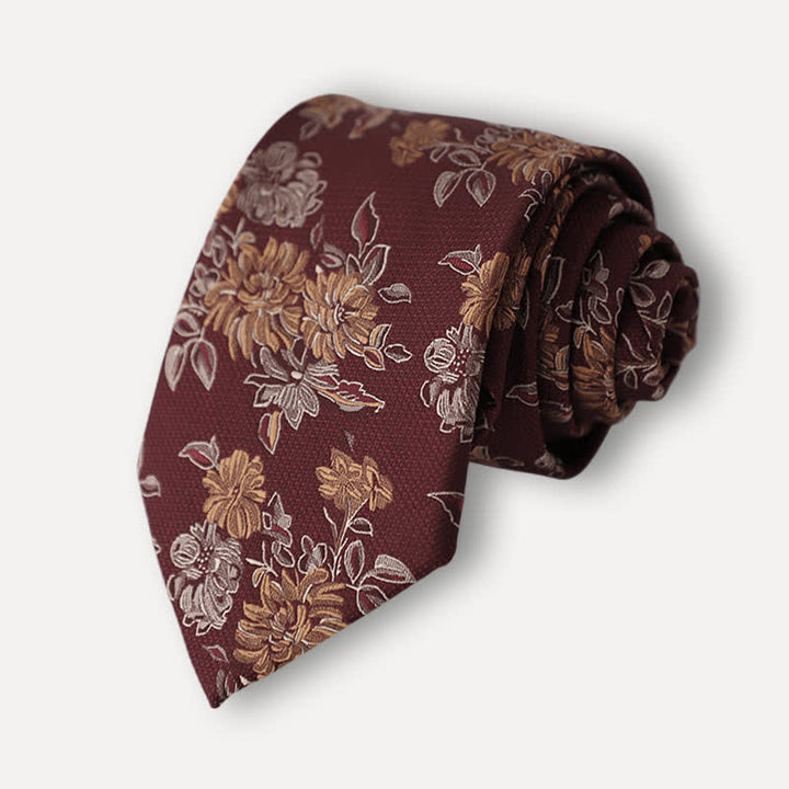 Cravate décontractée à motif floral chrysanthème pour homme
