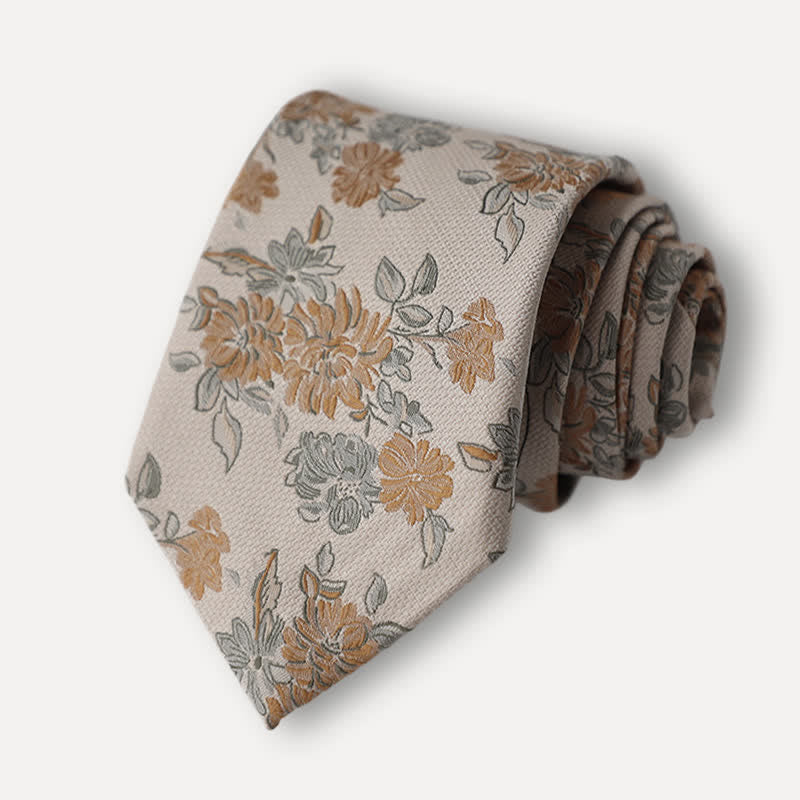 Cravate décontractée à motif floral chrysanthème pour homme