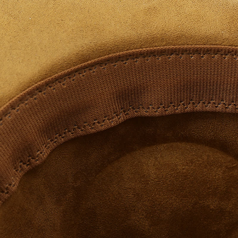 Chapeau de cowboy en daim à bande de plumes décoratives ethniques