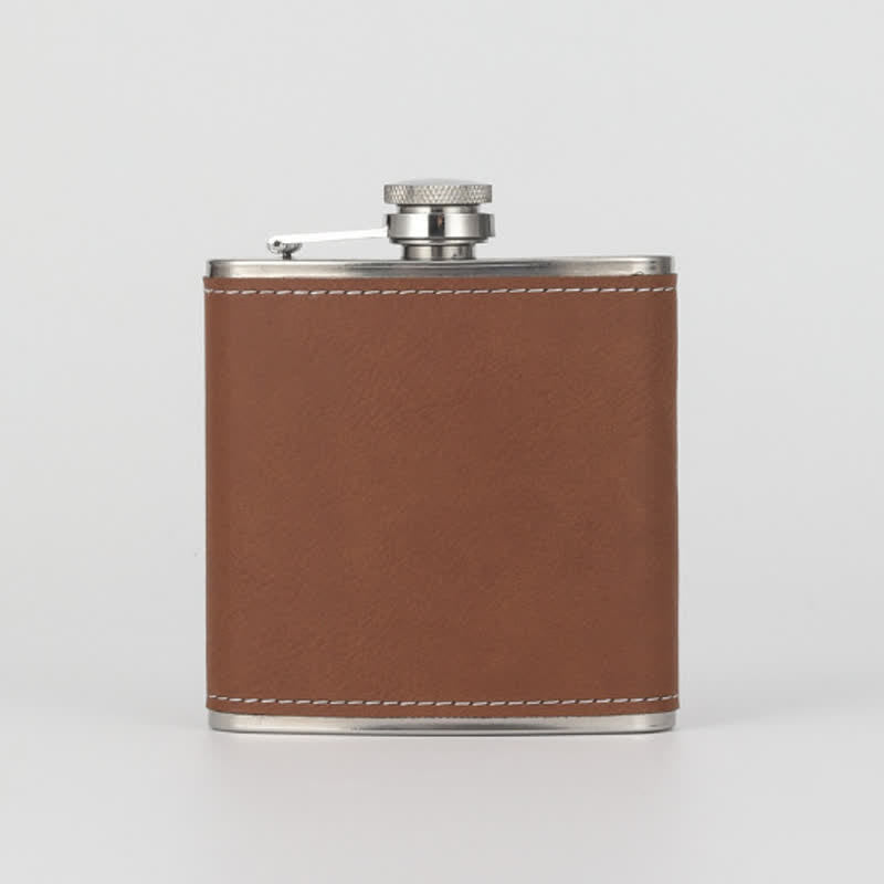 Flacon portable en cuir gravé personnalisé de 6 oz