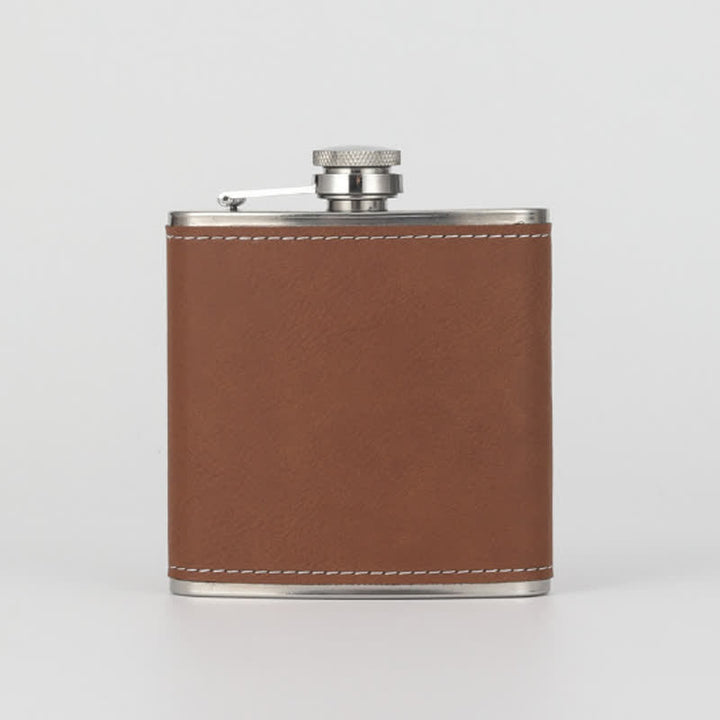 Flacon portable en cuir gravé personnalisé de 6 oz