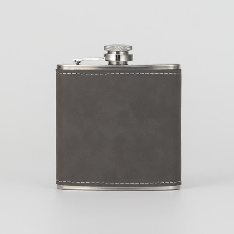 Flacon portable en cuir gravé personnalisé de 6 oz