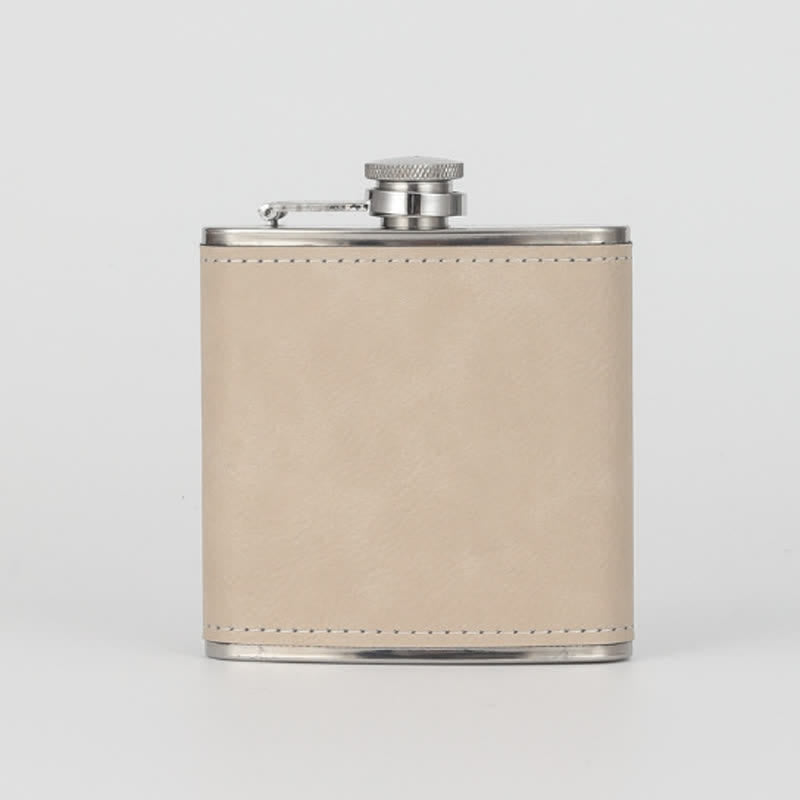 Flacon portable en cuir gravé personnalisé de 6 oz