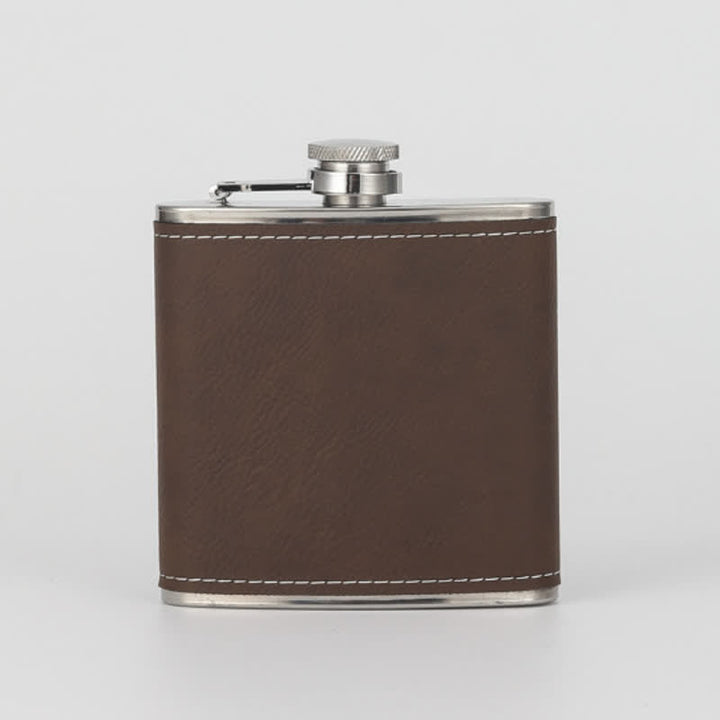 Flacon portable en cuir gravé personnalisé de 6 oz