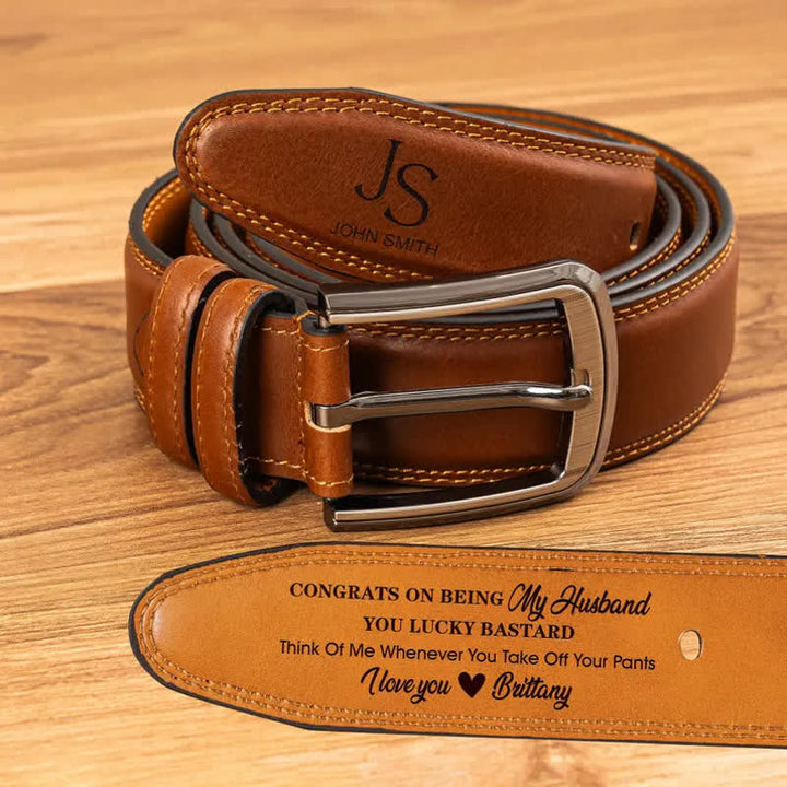 Ceinture en cuir gravée avec nom personnalisé