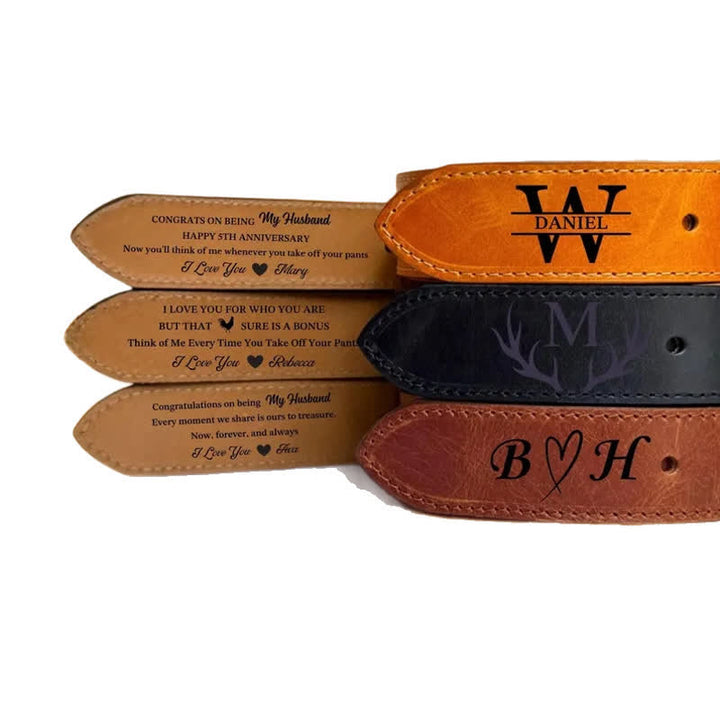 Ceinture en cuir gravée avec nom personnalisé