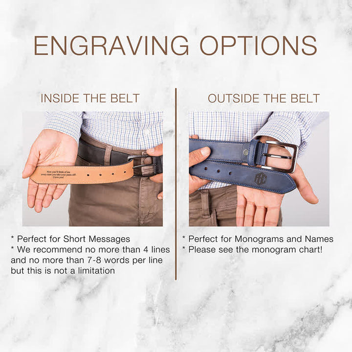 Ceinture en cuir gravée avec nom personnalisé