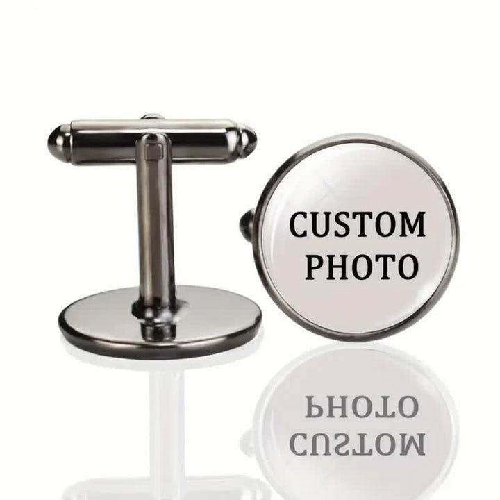 1 paire de boutons de manchette commémoratifs créatifs avec votre photo personnalisée - Gris - image 5