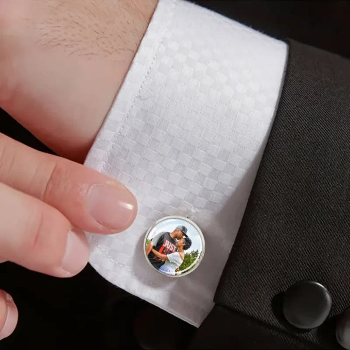 1 paire de boutons de manchette commémoratifs créatifs avec votre photo personnalisée - image 0