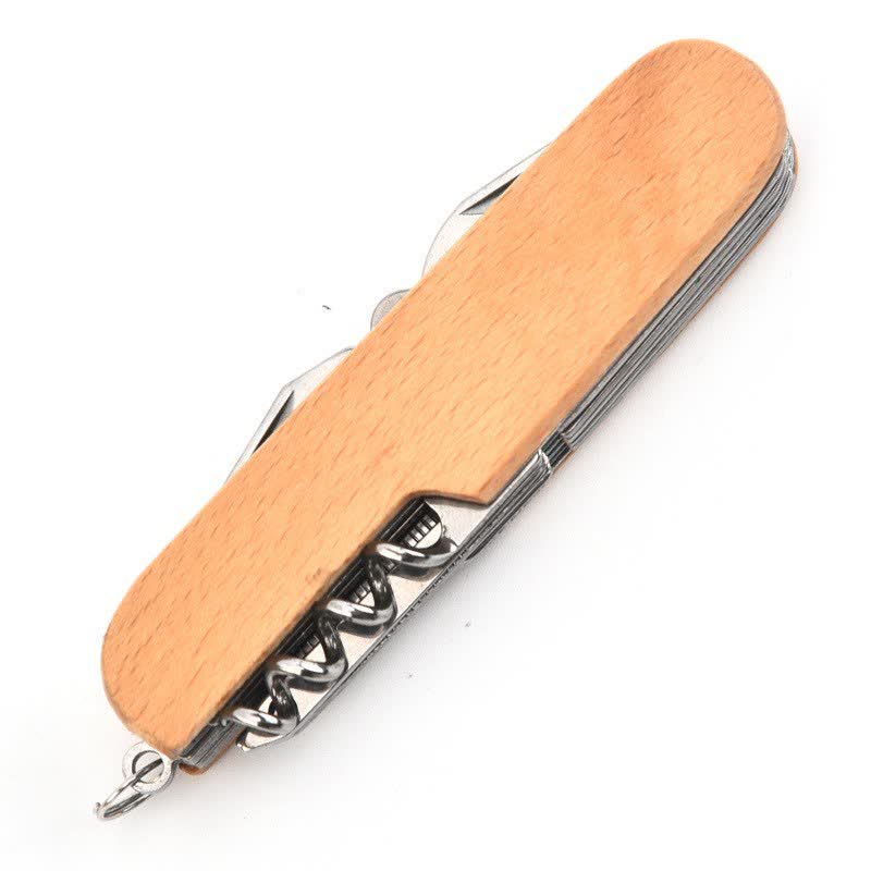 Couteau multifonction 11 en 1 à découper sur mesure, ouvre-bouteille en bois