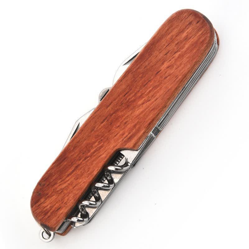 Couteau multifonction 11 en 1 à découper sur mesure, ouvre-bouteille en bois