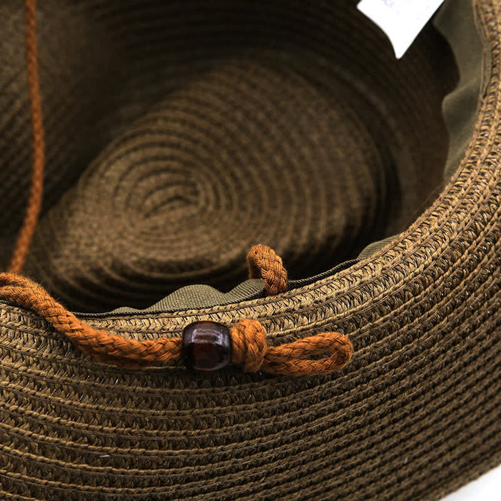Chapeau de cowboy classique en paille avec bande de plumes d'été - image 5