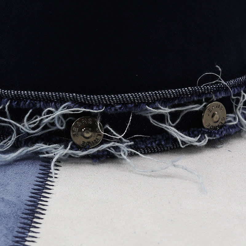 Chapeau de cowboy en velours imitation daim bleu marine et blanc contrasté