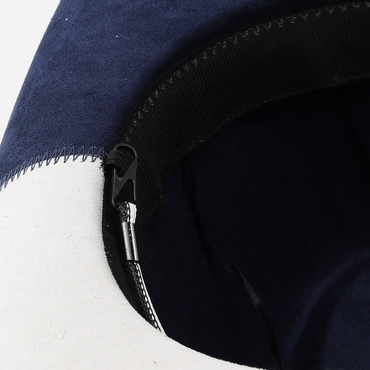 Chapeau de cowboy en velours imitation daim bleu marine et blanc contrasté