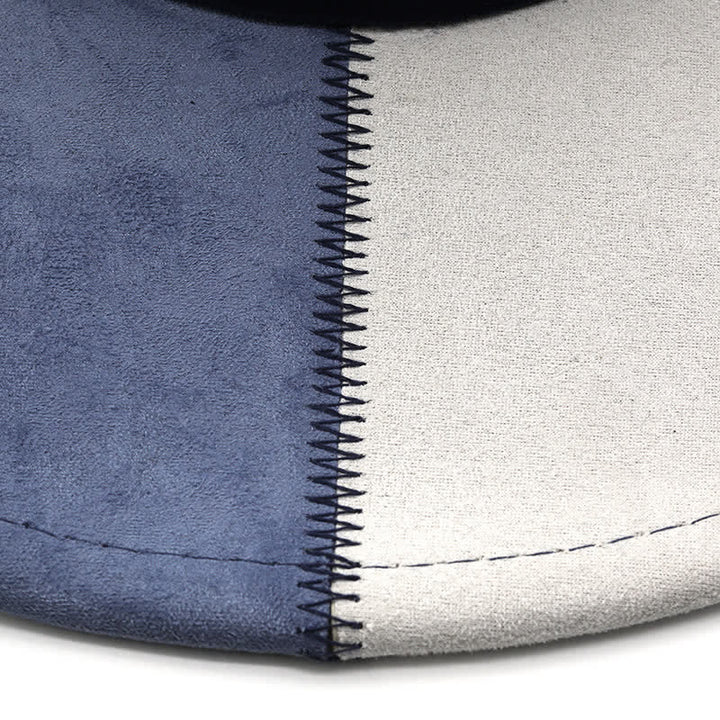 Chapeau de cowboy en velours imitation daim bleu marine et blanc contrasté - image 3