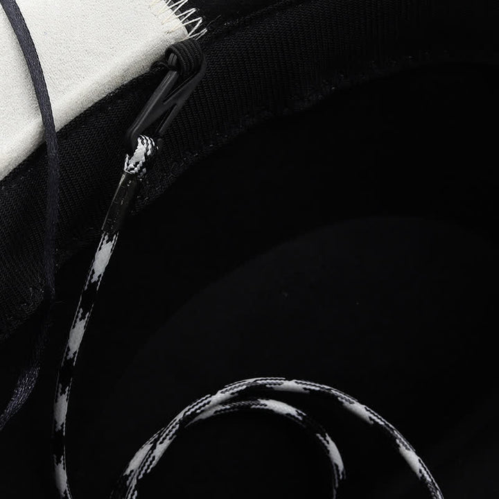 Chapeau de cowboy en similicuir noir et blanc contrasté avec rivets taureau - image 8