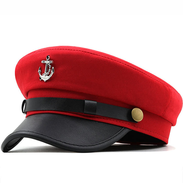 Béret plat pour femme avec ancre de bateau