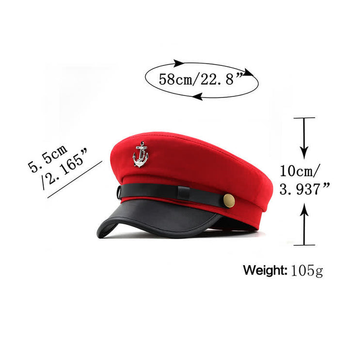 Béret plat pour femme avec ancre de bateau