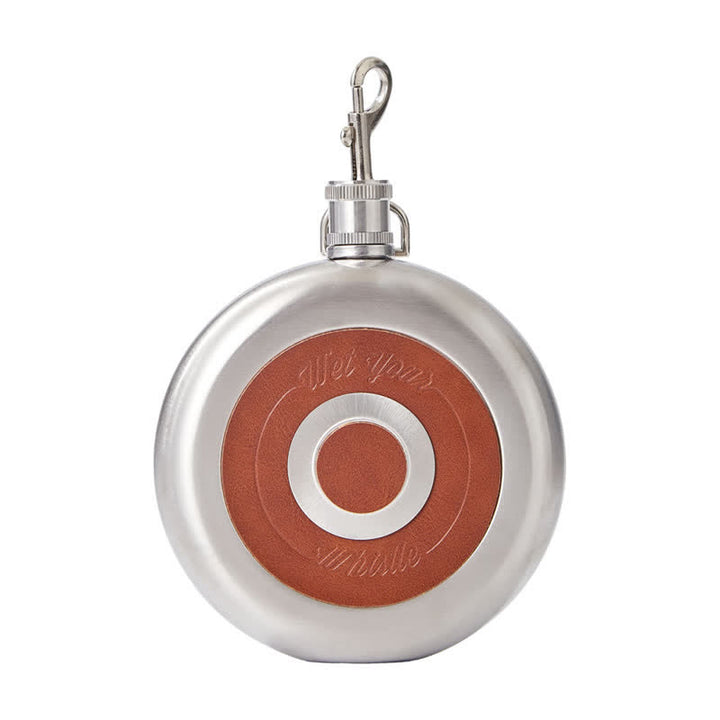 Bouteille ronde portable de 8 oz avec gobelet intégré et fermoir à griffes
