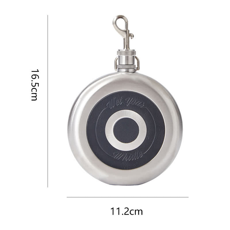 Bouteille ronde portable de 8 oz avec gobelet intégré et fermoir à griffes