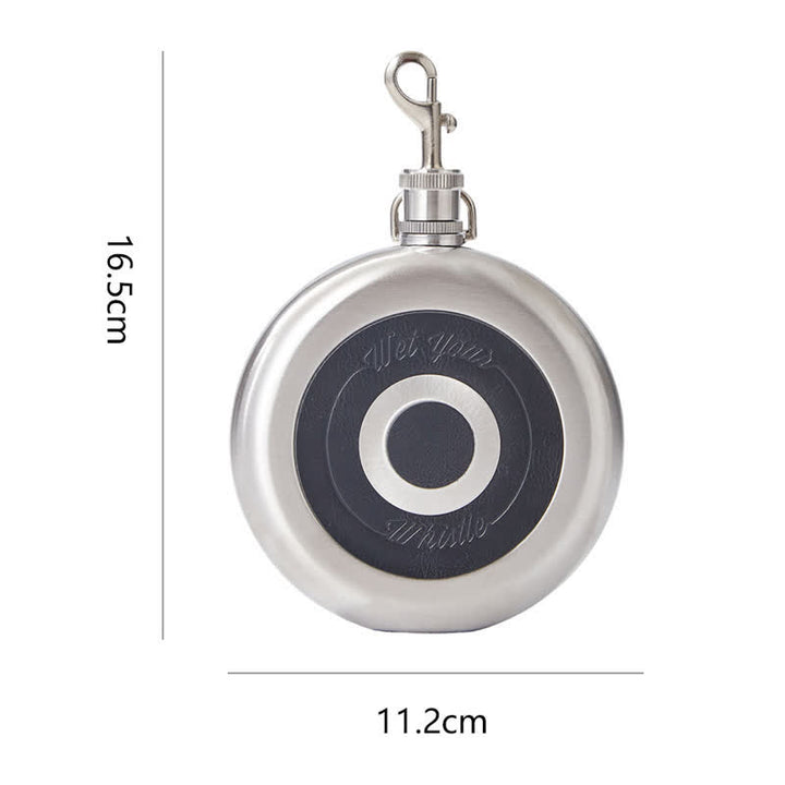 Bouteille ronde portable de 8 oz avec gobelet intégré et fermoir à griffes