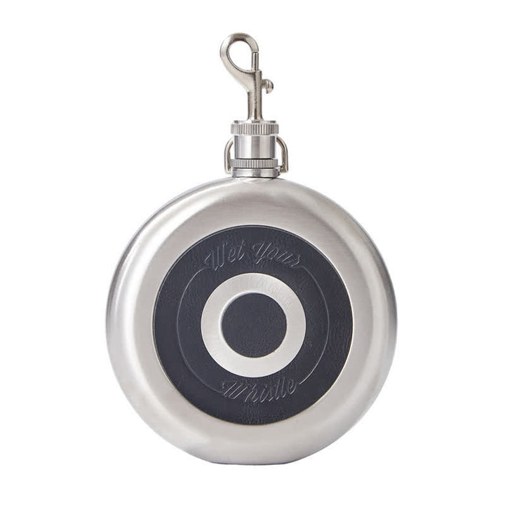 Bouteille ronde portable de 8 oz avec gobelet intégré et fermoir à griffes