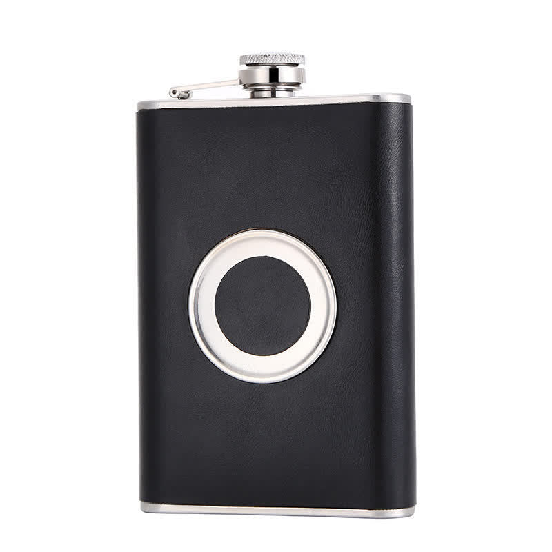 Bouteille isotherme portable en cuir plaqué de 227 ml avec gobelet intégré