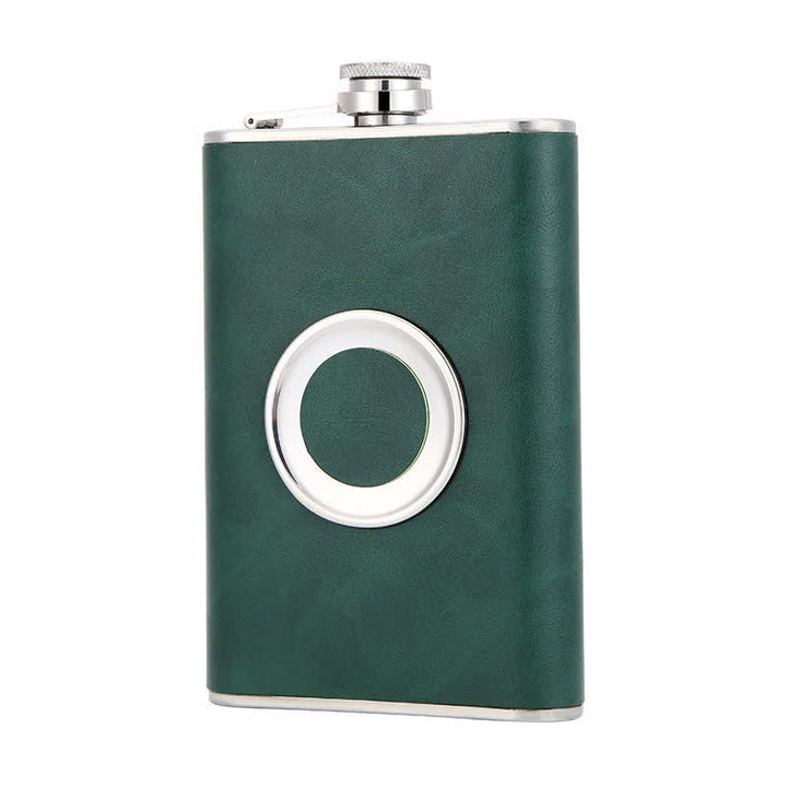 Bouteille isotherme portable en cuir plaqué de 227 ml avec gobelet intégré