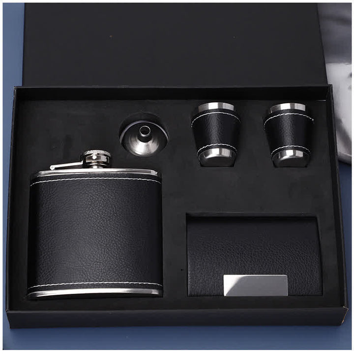 Coffret cadeau 5 flacons en cuir noir plaqué Noble de 170 ml