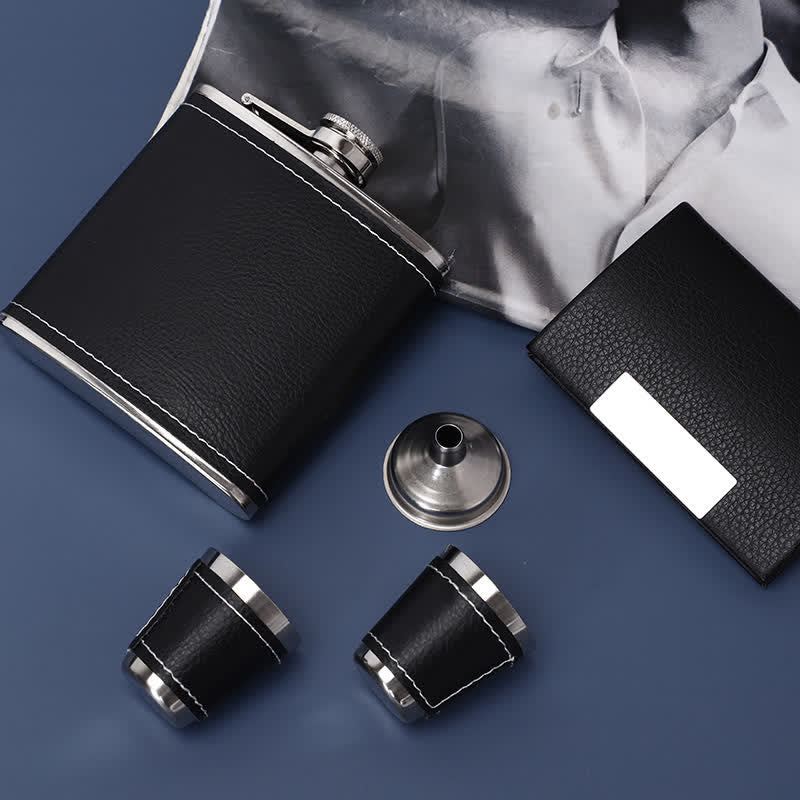 Coffret cadeau 5 flacons en cuir noir plaqué Noble de 170 ml