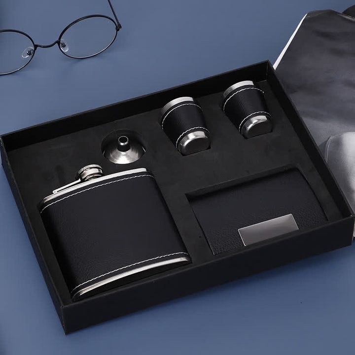 Coffret cadeau 5 flacons en cuir noir plaqué Noble de 170 ml
