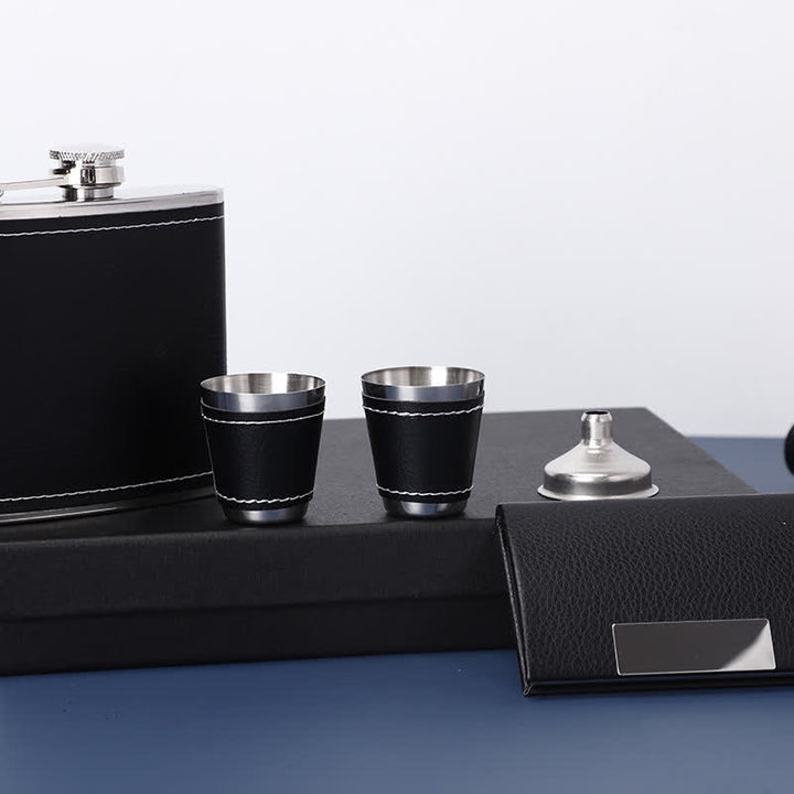 Coffret cadeau 5 flacons en cuir noir plaqué Noble de 170 ml