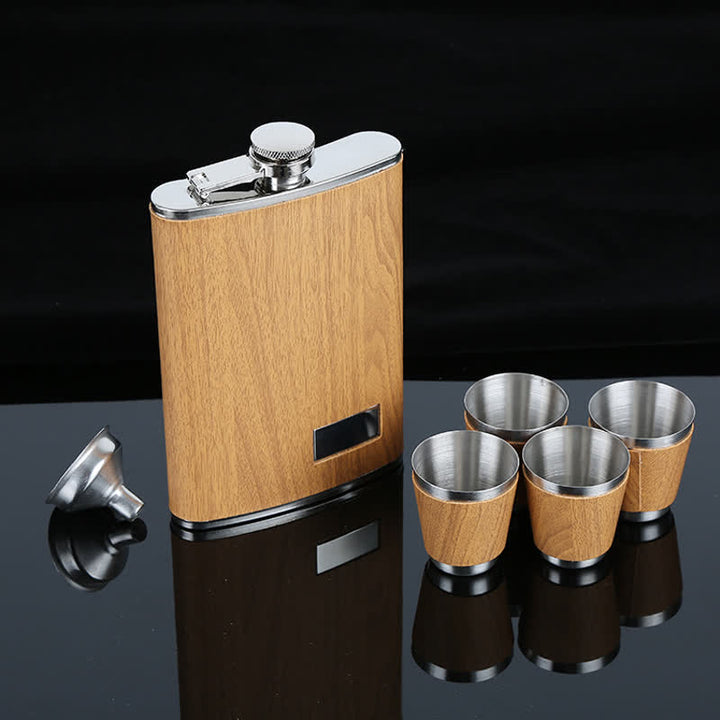 Coffret cadeau de 6 tasses plaquées cuir grainé de bois de 255 ml