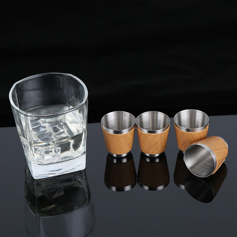 Coffret cadeau de 6 tasses plaquées cuir grainé de bois de 255 ml